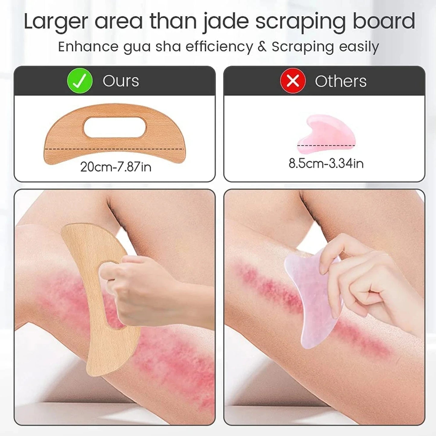 Wooden Scraping Therapy Tools - Half-Moon Shaped Massage Board for Body Therapy