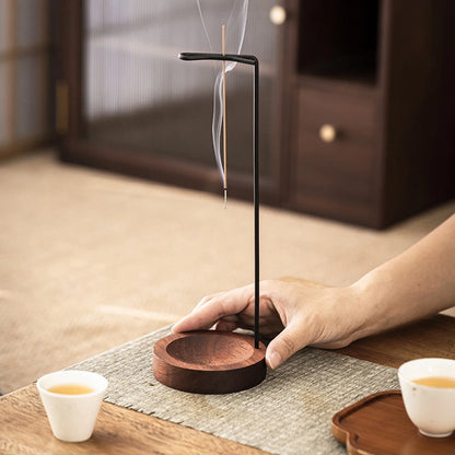 Elegant Upside Down Incense Burner - Wooden Round Incense Stick Holder and Tray for Bedroom, Home, and Yoga Decor