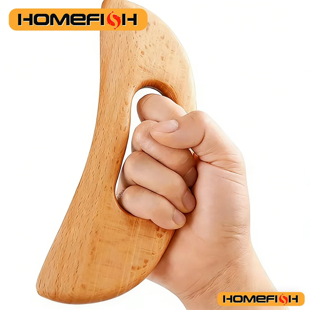 Wooden Scraping Therapy Tools - Half-Moon Shaped Massage Board for Body Therapy