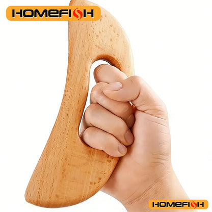 Wooden Scraping Therapy Tools - Half-Moon Shaped Massage Board for Body Therapy