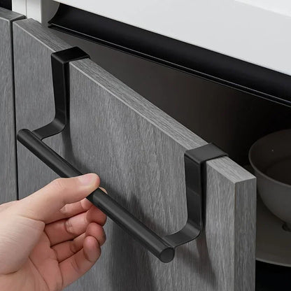 Over-Cabinet Steel Towel Rod and Rack Organizer for Bathroom Storage - Punch-Free Design