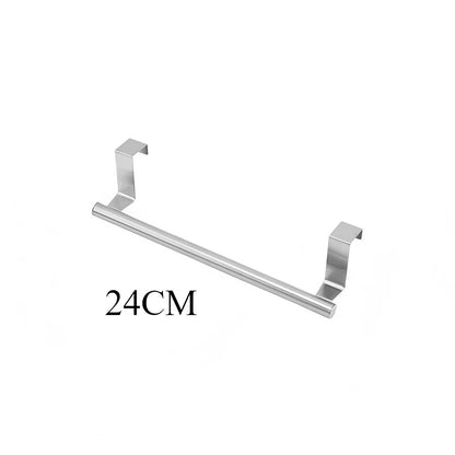 Over-Cabinet Steel Towel Rod and Rack Organizer for Bathroom Storage - Punch-Free Design