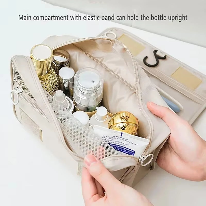 Premium Waterproof Travel Makeup Bag and Toiletries Organizer with Hook for Women