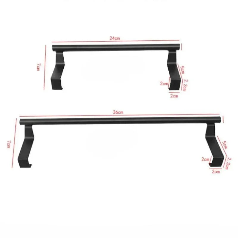 Over-Cabinet Steel Towel Rod and Rack Organizer for Bathroom Storage - Punch-Free Design
