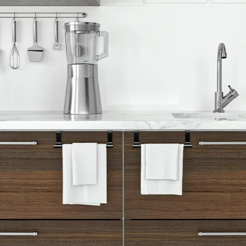 Over-Cabinet Steel Towel Rod and Rack Organizer for Bathroom Storage - Punch-Free Design