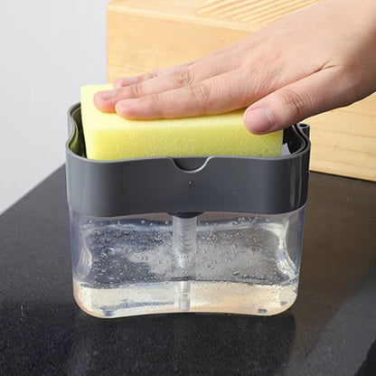 Portable Soap Dispenser for Kitchen Detergent with Cleaning Cloth for Efficient Dishwashing