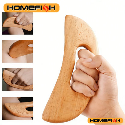 Wooden Scraping Therapy Tools - Half-Moon Shaped Massage Board for Body Therapy
