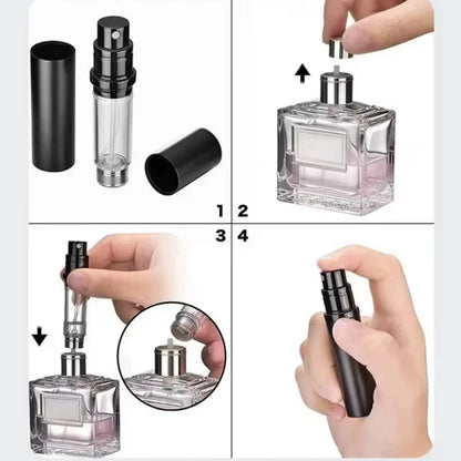 Mini Bottom Filling Perfume Spray Dispenser Bottles - 10ml & 5ml Refillable Atomizers for Cosmetics - Portable Liquid Containers