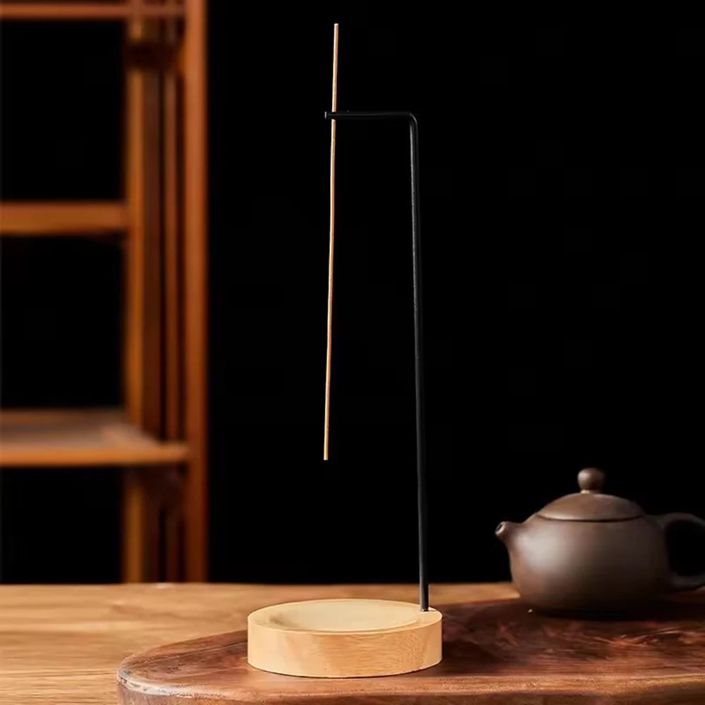 Elegant Upside Down Incense Burner - Wooden Round Incense Stick Holder and Tray for Bedroom, Home, and Yoga Decor