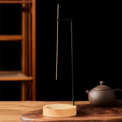Elegant Upside Down Incense Burner - Wooden Round Incense Stick Holder and Tray for Bedroom, Home, and Yoga Decor