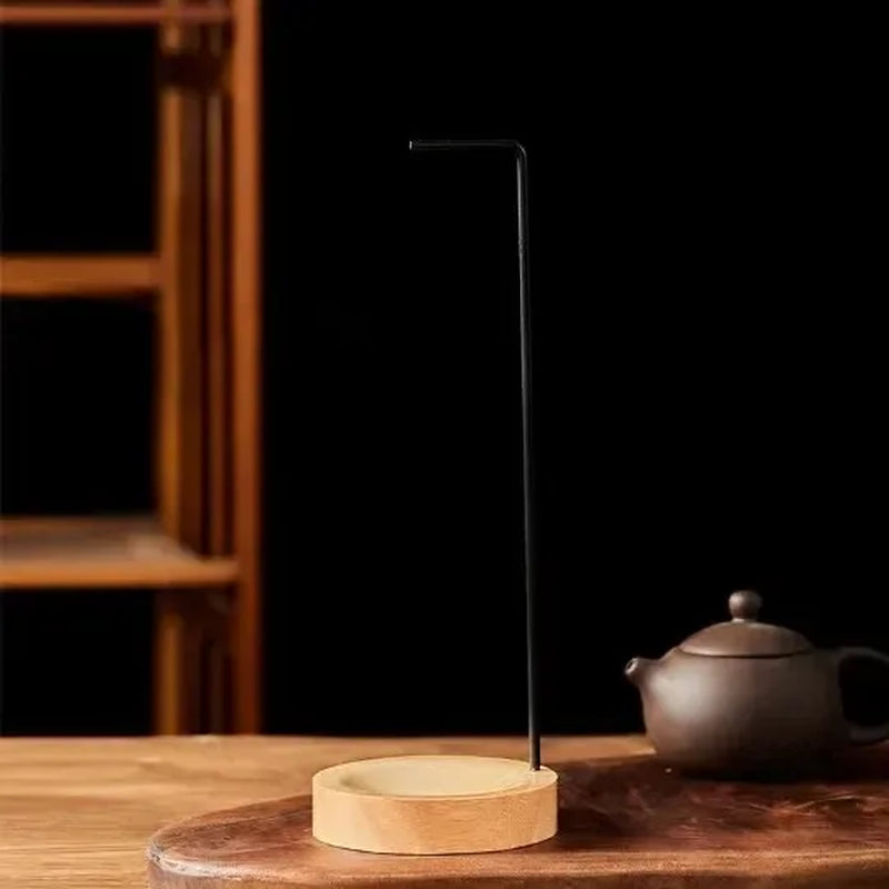 Elegant Upside Down Incense Burner - Wooden Round Incense Stick Holder and Tray for Bedroom, Home, and Yoga Decor