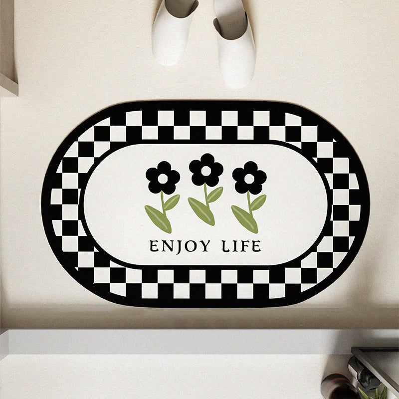Ultra-Absorbent Non-Slip Bath Mat and Entrance Rug with Rubber Backing for Bathroom, Kitchen, and Toilet Areas
