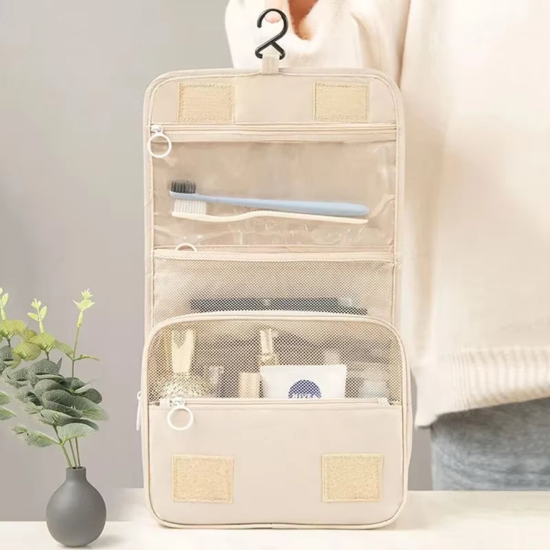 Premium Waterproof Travel Makeup Bag and Toiletries Organizer with Hook for Women