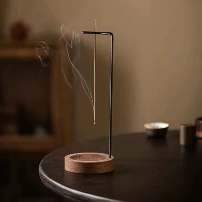 Elegant Upside Down Incense Burner - Wooden Round Incense Stick Holder and Tray for Bedroom, Home, and Yoga Decor