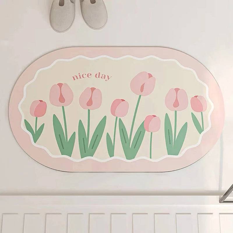 Ultra-Absorbent Non-Slip Bath Mat and Entrance Rug with Rubber Backing for Bathroom, Kitchen, and Toilet Areas